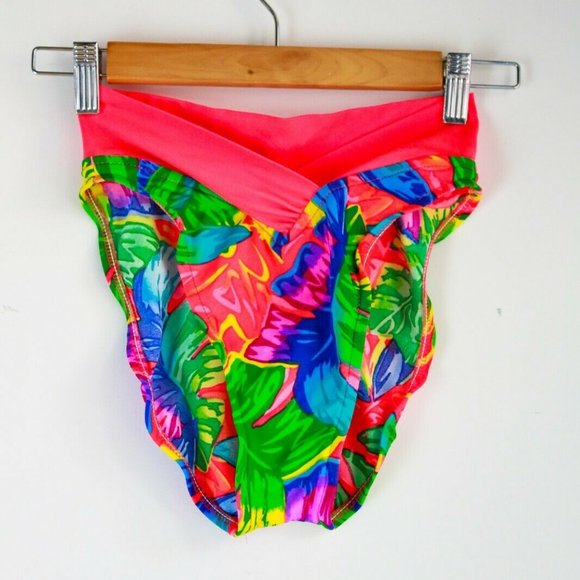 Ocean Pacific High Cut Neon Floral Swim Bottoms - Picture 2 of 8